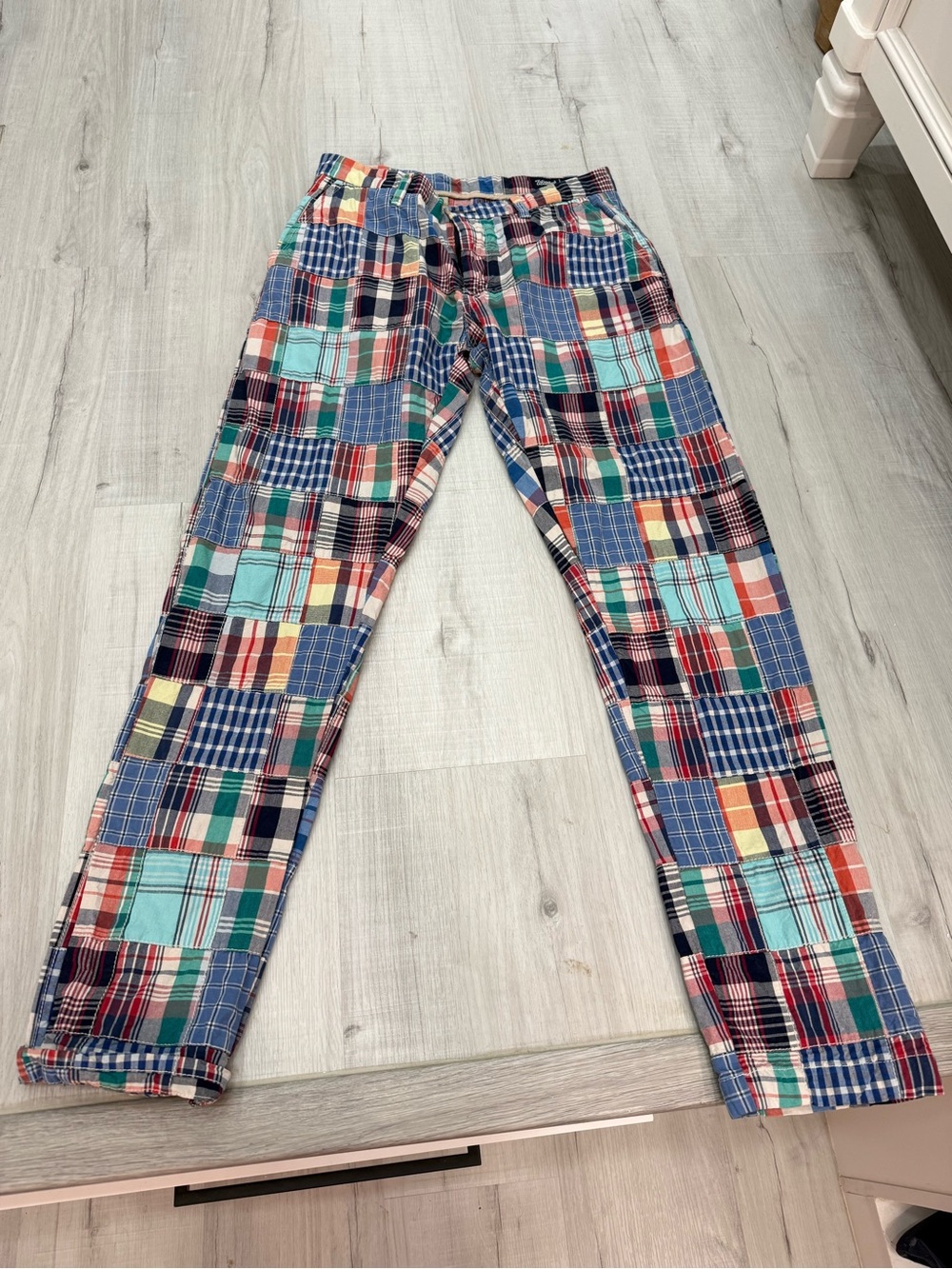 Woodies Madras Plaid Patchwork Pants - Multicolor